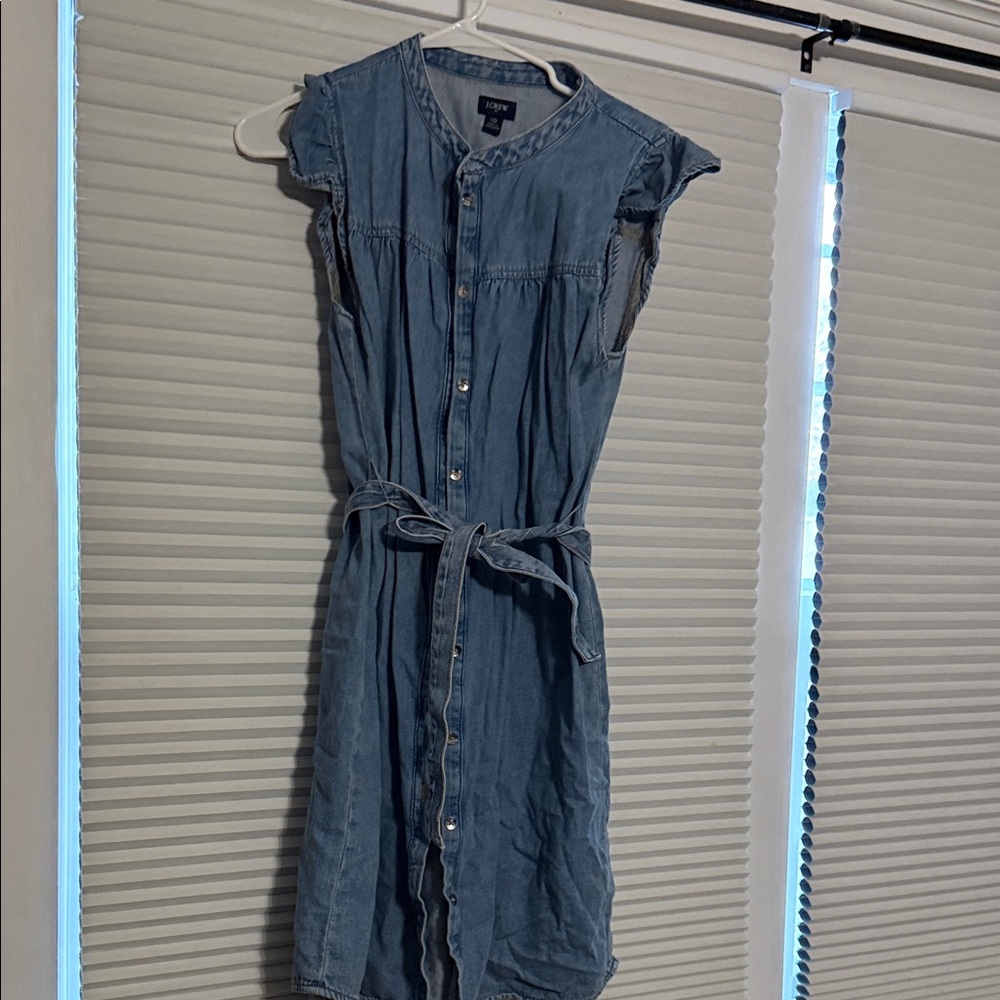 GAP Blue Denim Midi Dress with Tie